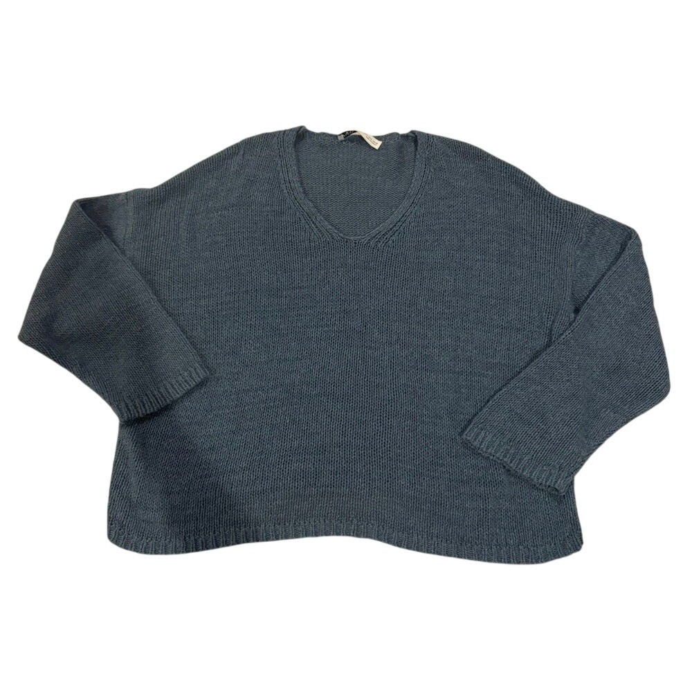 Zara Teal V-Neck Sweater for Women
